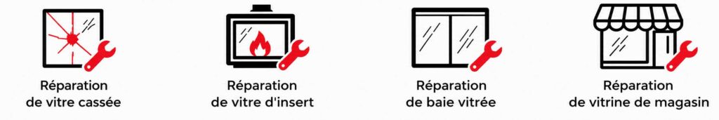 Visuels montrant les différents services France Vitre